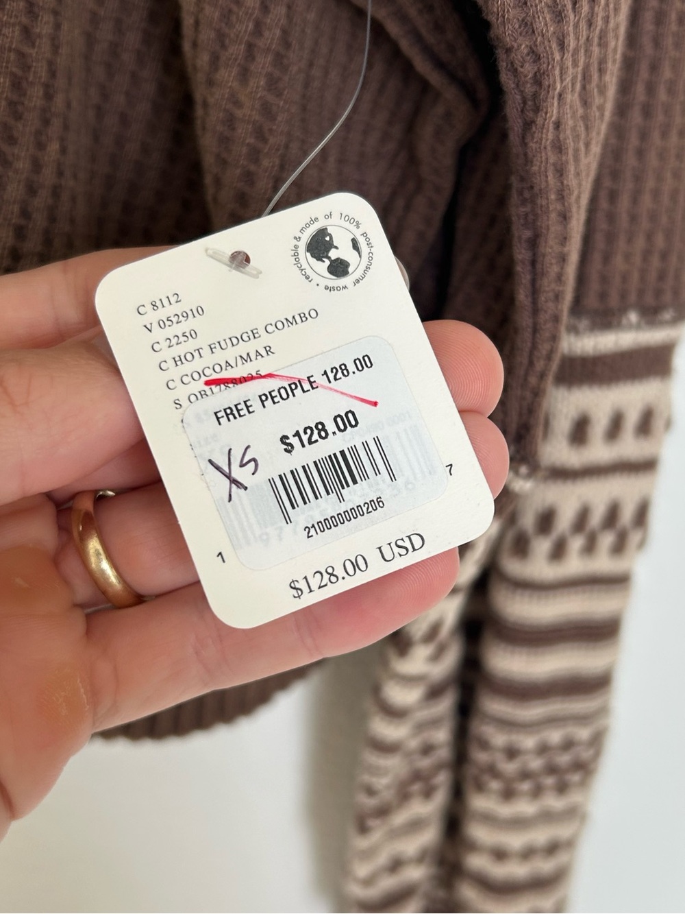 NWT Free People Get Cozy Pullover in Hot Fudge Combo - Picture 5 of 8